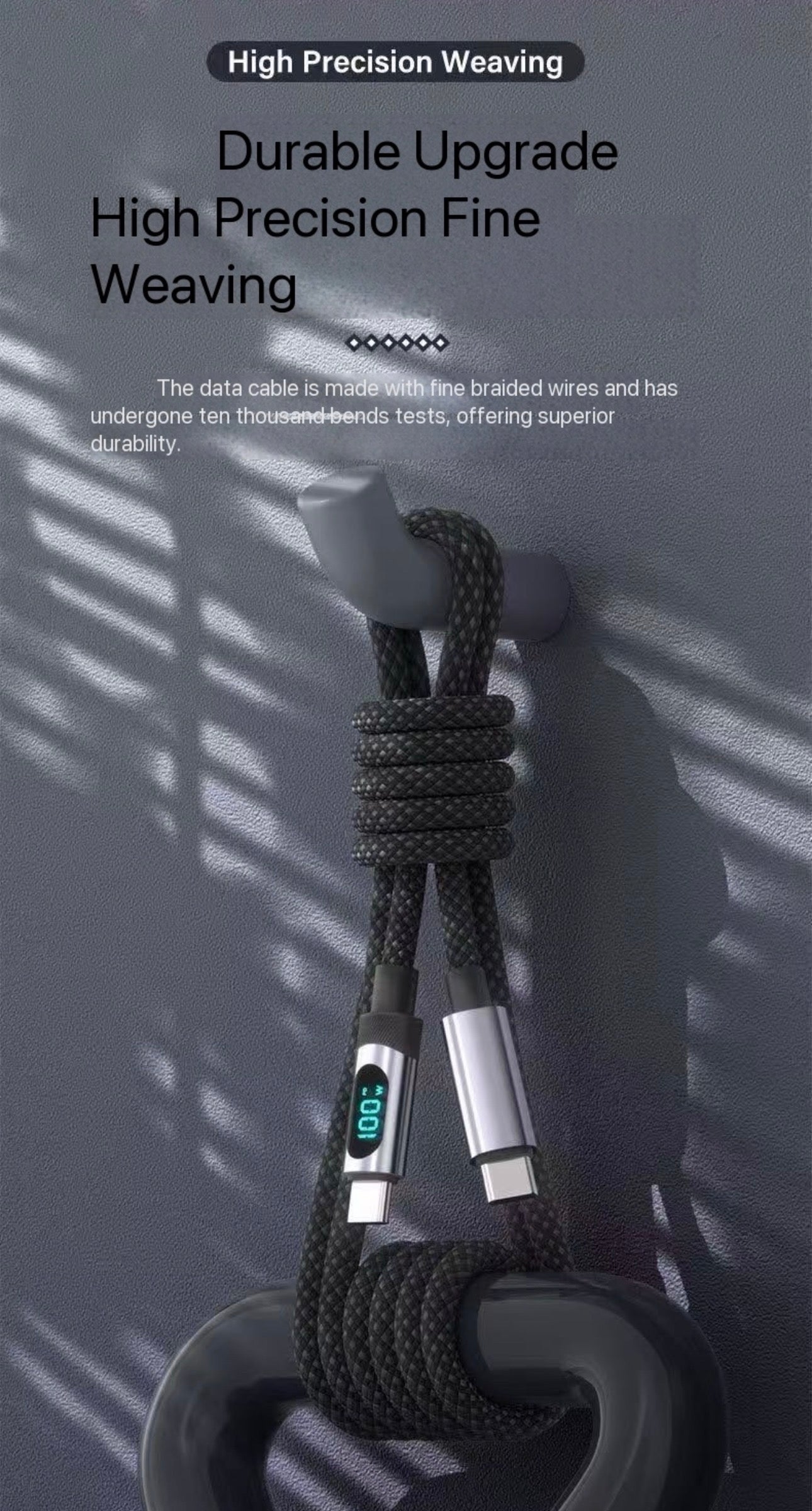 Four (4) Black LED screen indicator USB type-c to type-c rapid fast chargers combo