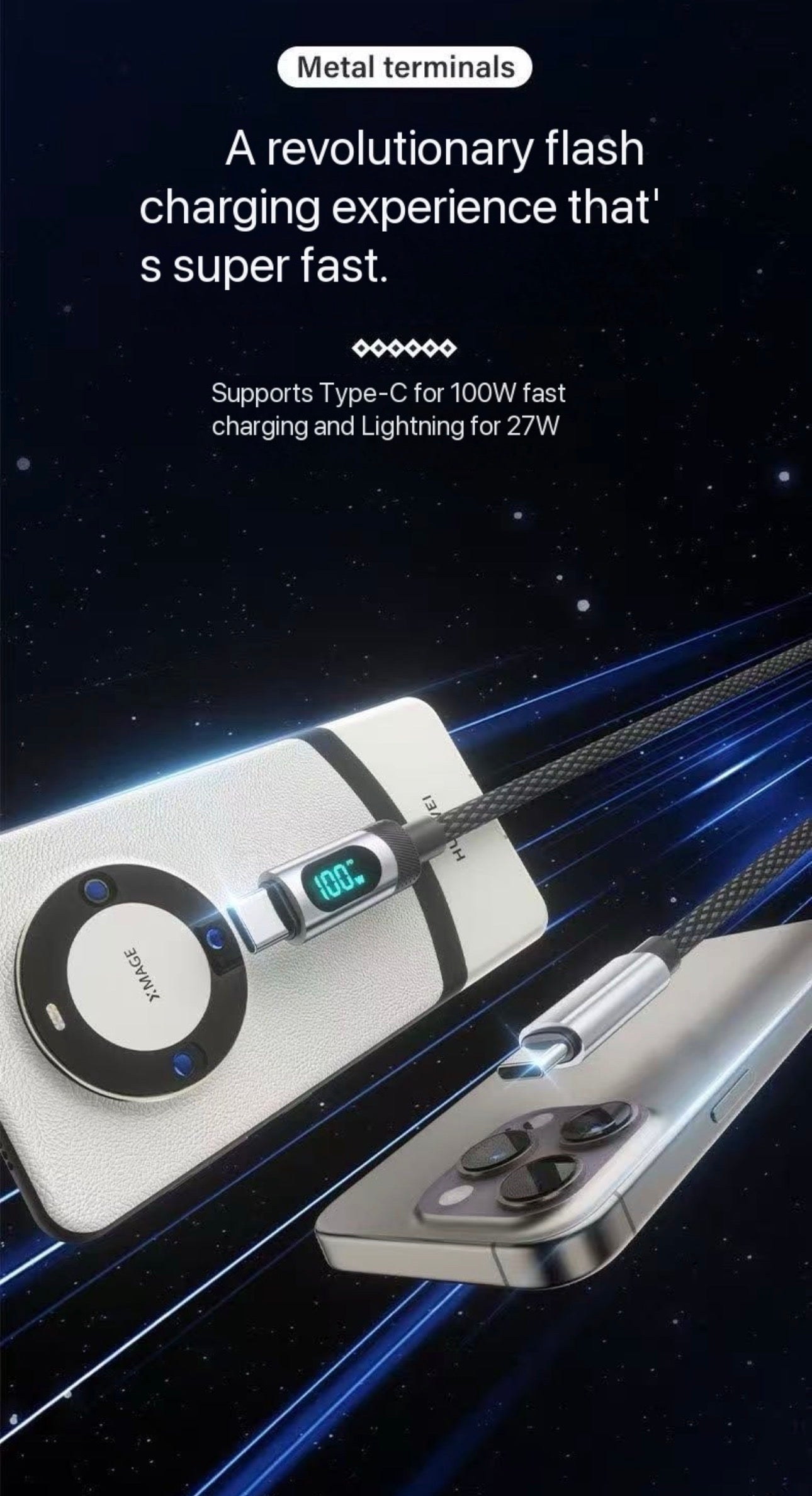 Four (4) Black LED screen indicator USB type-c to type-c rapid fast chargers combo