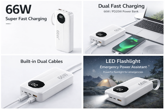 🔋 20,000mAh Portable Power Bank (2025 Model) – Fast Charging