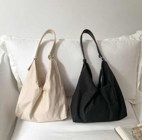 Pleated Nylon Shoulder Bag